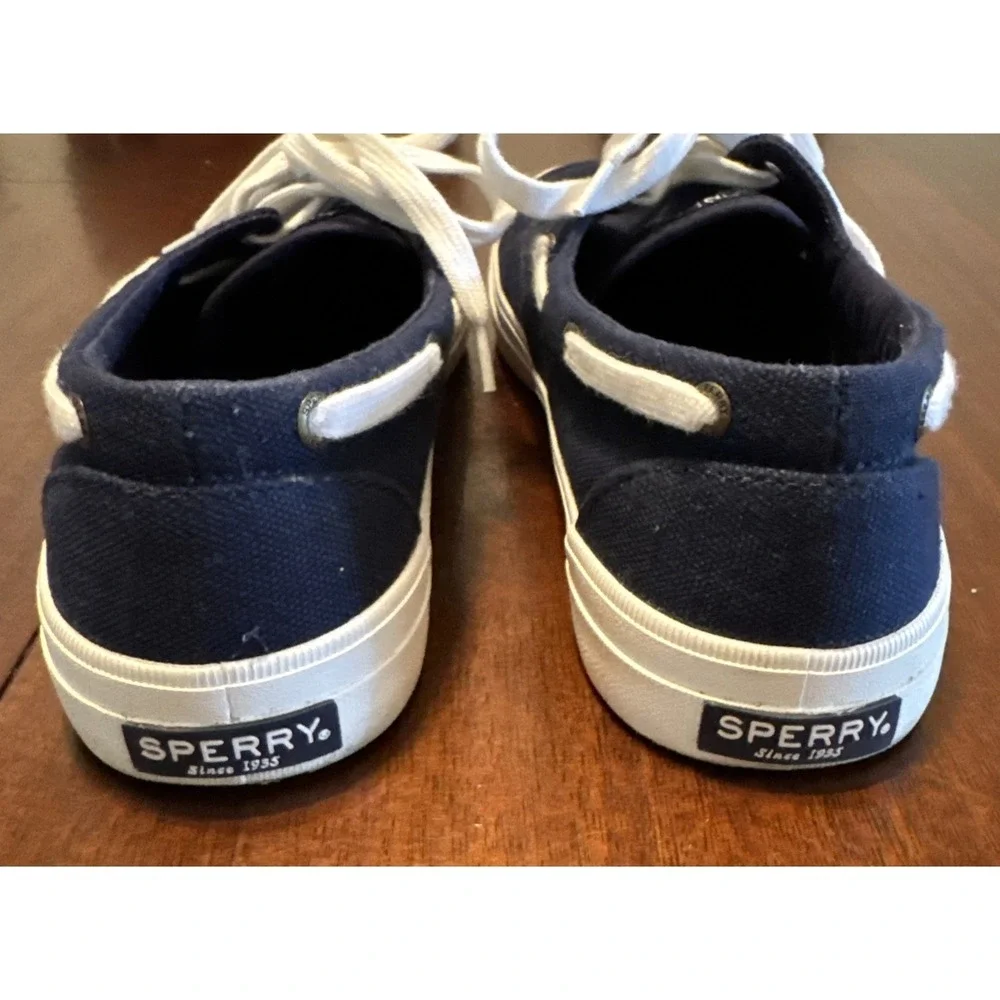 Sperry Crest Vibe Canvas Boat Shoes Women's 8.5 Navy White Memory Foam STS83206
